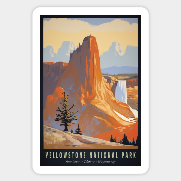 Yellowstone National Park Vintage Poster Sticker by GreenMary Design